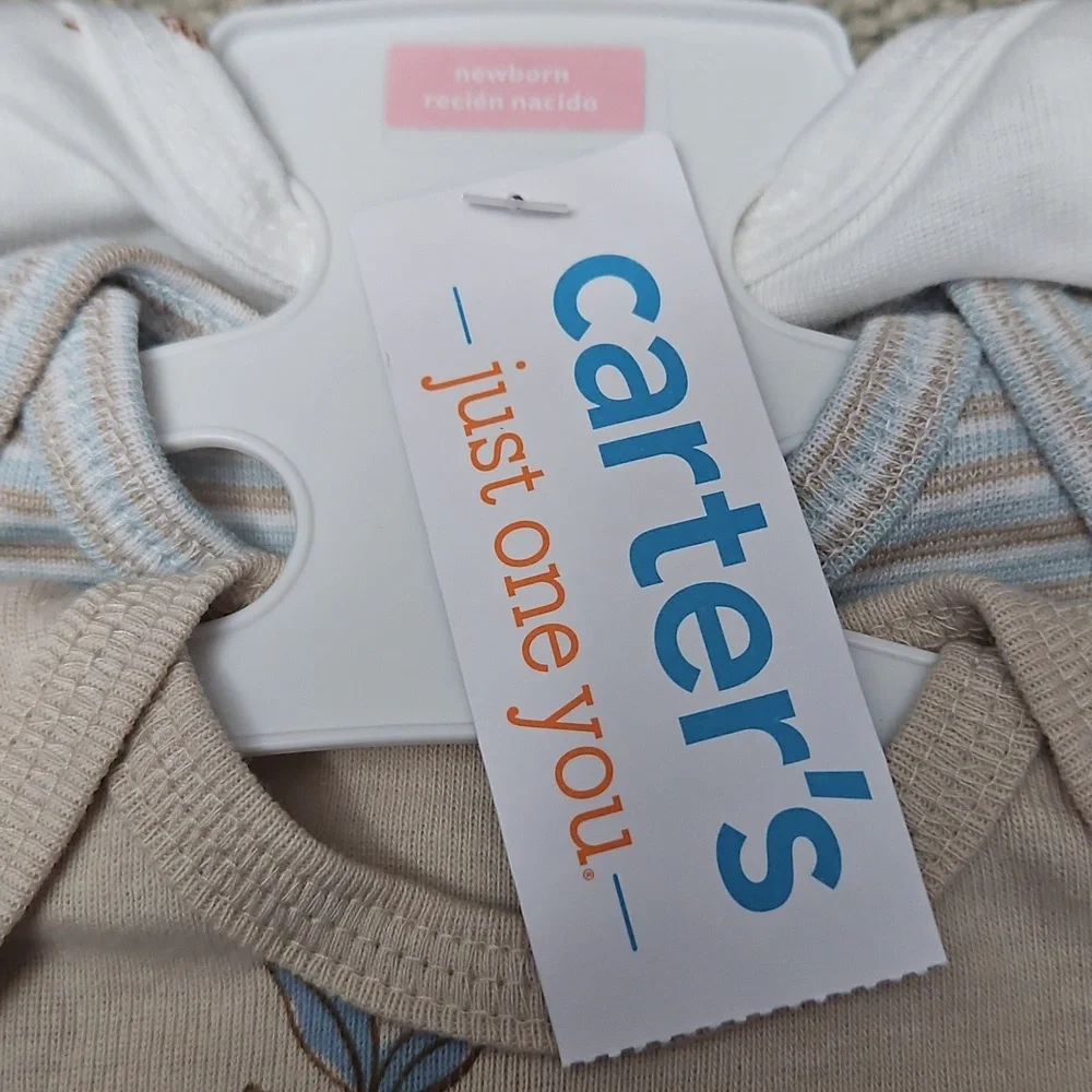 Carter's Newborn Onesie Set NEW Set of 3 Koala Print Stripes Leaf Print